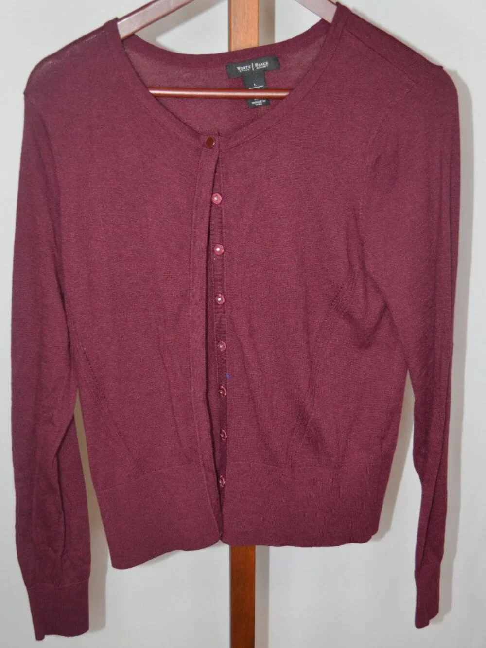 White House Black Market Women’s Large Burgundy Button Down Cardigan